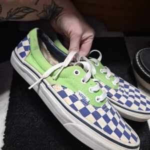 Vans Green and Blue Checkered Sneakers